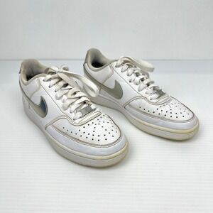 Nike Court Vision Low Women's White Silver Holographic Swoosh Sneakers Shoes‎
